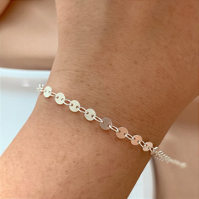 PULSEIRA PLAQUINHAS FOLHEADO A PRATA⭐️