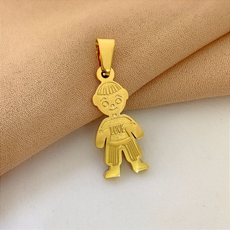 PINGENTE MENINO DOURADO AÇO 316L⭐️