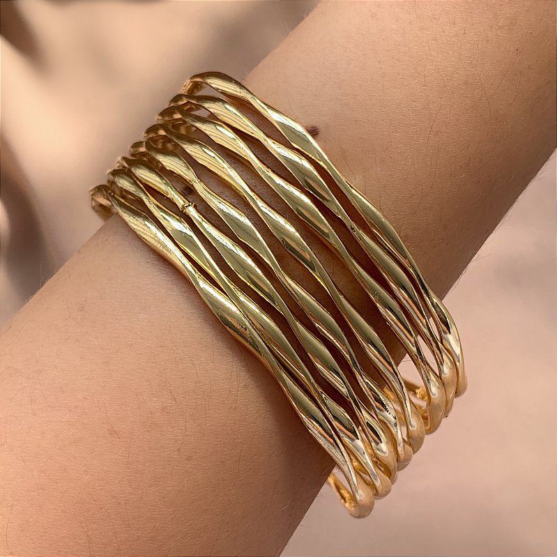 PULSEIRA / BRACELETE KIT FINOS ONDULADOS BIJU
