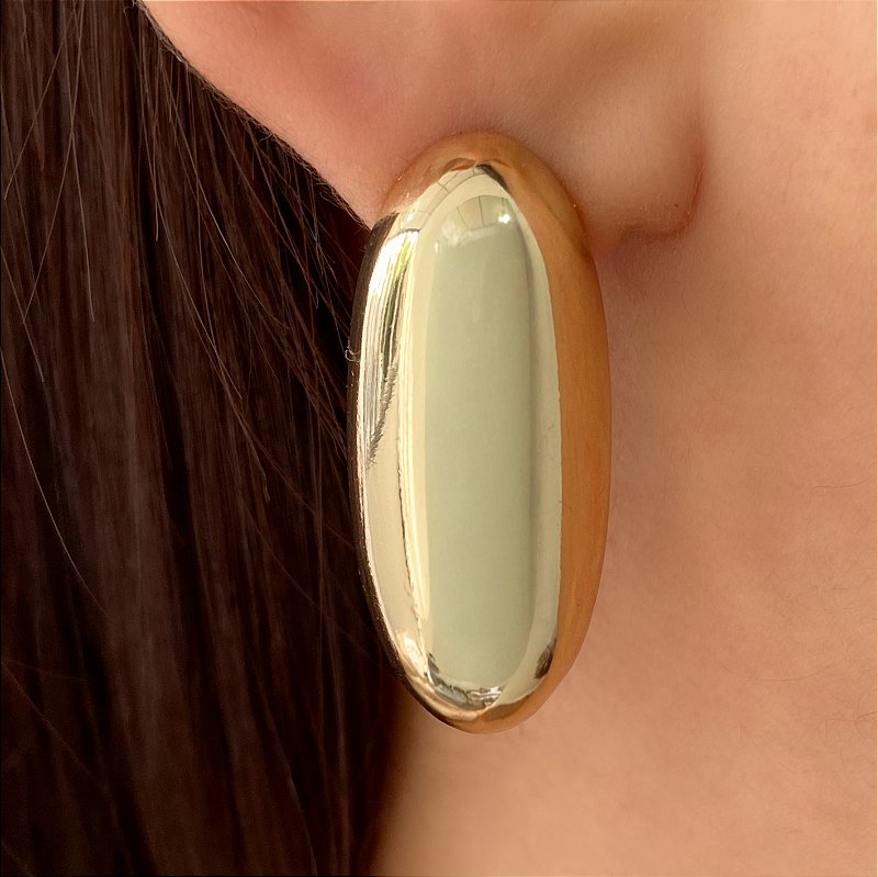 BRINCO OVAL LISO BOLEADO BIJU