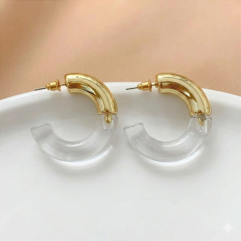 BRINCO ARGOLA GROSSA RESINA BIJU