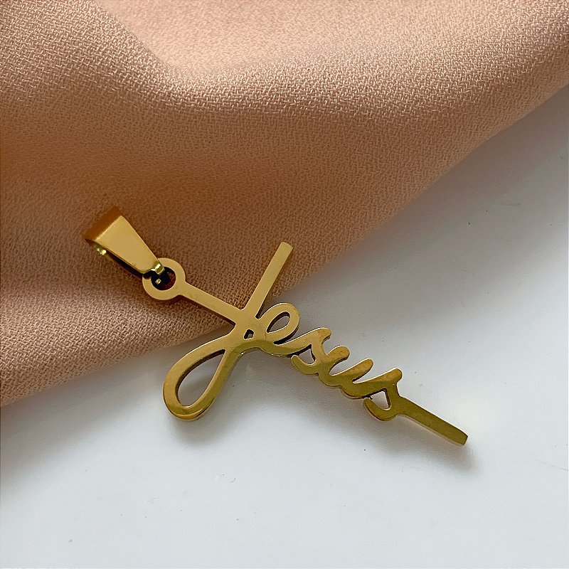 PINGENTE &quot;JESUS&quot; DOURADO AÇO 316L⭐️