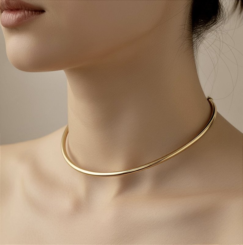 COLAR ARO FIO TUBO FOLHEADO A OURO 18K⭐️