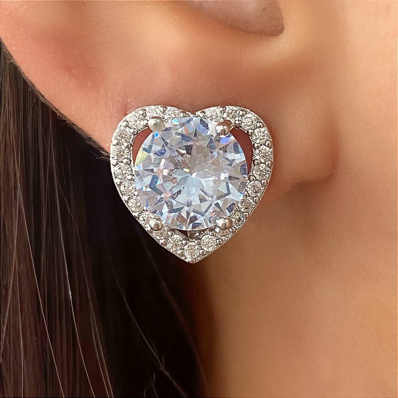 BRINCO DE PRESSÃO CORAÇÃO PEDRA ZIRCÔNIA BIJU