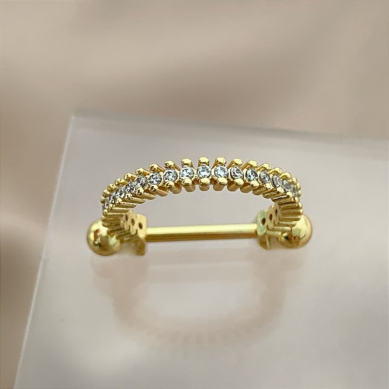 PIERCING CONCH FIO ZIRCÔNIAS M 8MM HASTE AÇO 316L FOLHEADO A OURO 18K SEMIJOIA PARA ATUALIZAÇÃO⭐️
