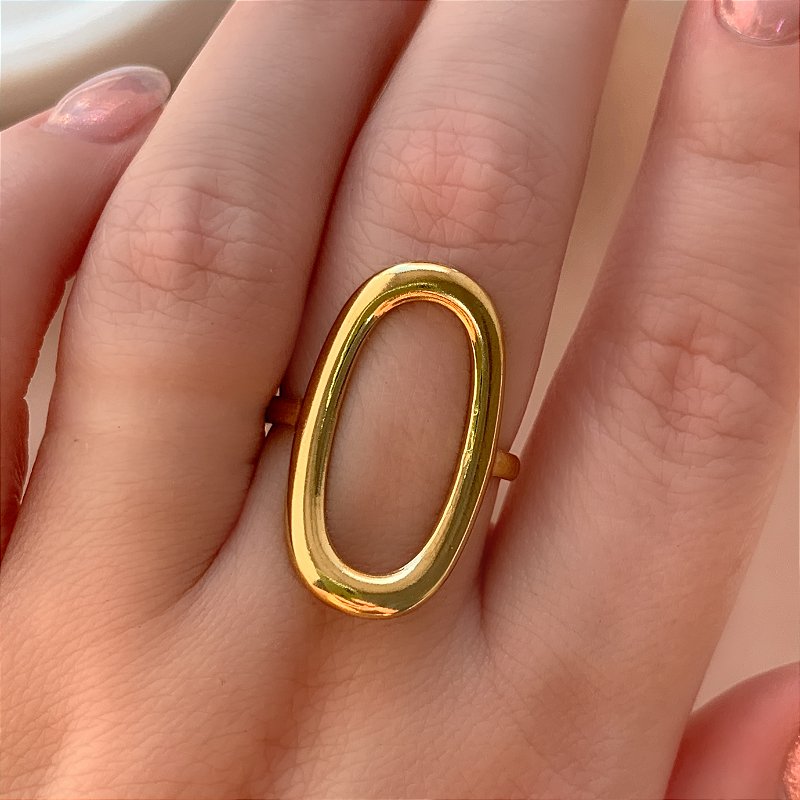 ANEL REGULÁVEL OVAL DOURADO AÇO 316L PREMIUM⭐️