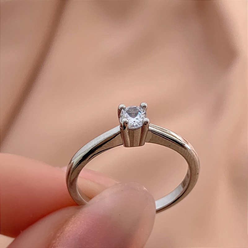 ANEL FALANGE SOLITÁRIO PRATEADO BIJU