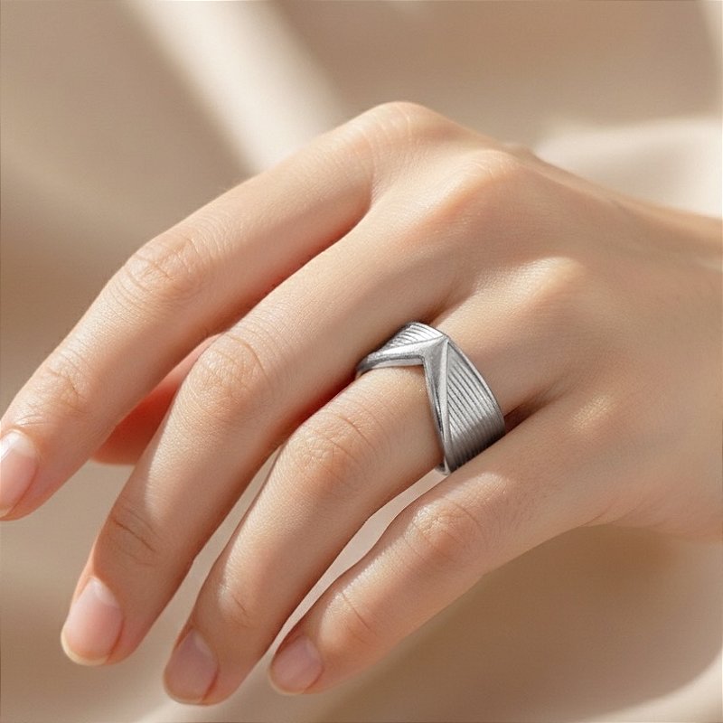 ANEL REGULÁVEL &quot;V&quot; RISCADO AÇO 316L PREMIUM⭐️