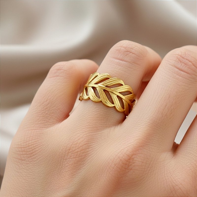 ANEL REGULÁVEL RAMINHO DELICADO DOURADO AÇO 316L PREMIUM⭐️