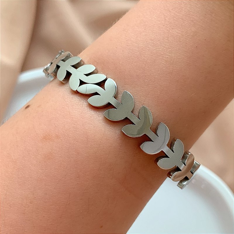 PULSEIRA / BRACELETE RAMINHOS LISOS AÇO 316L⭐️