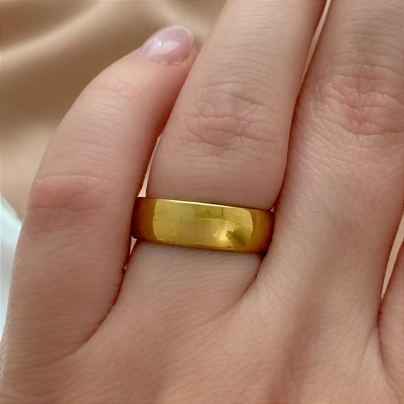 ANEL ALIANÇA GROSSA DOURADO AÇO 316L⭐️