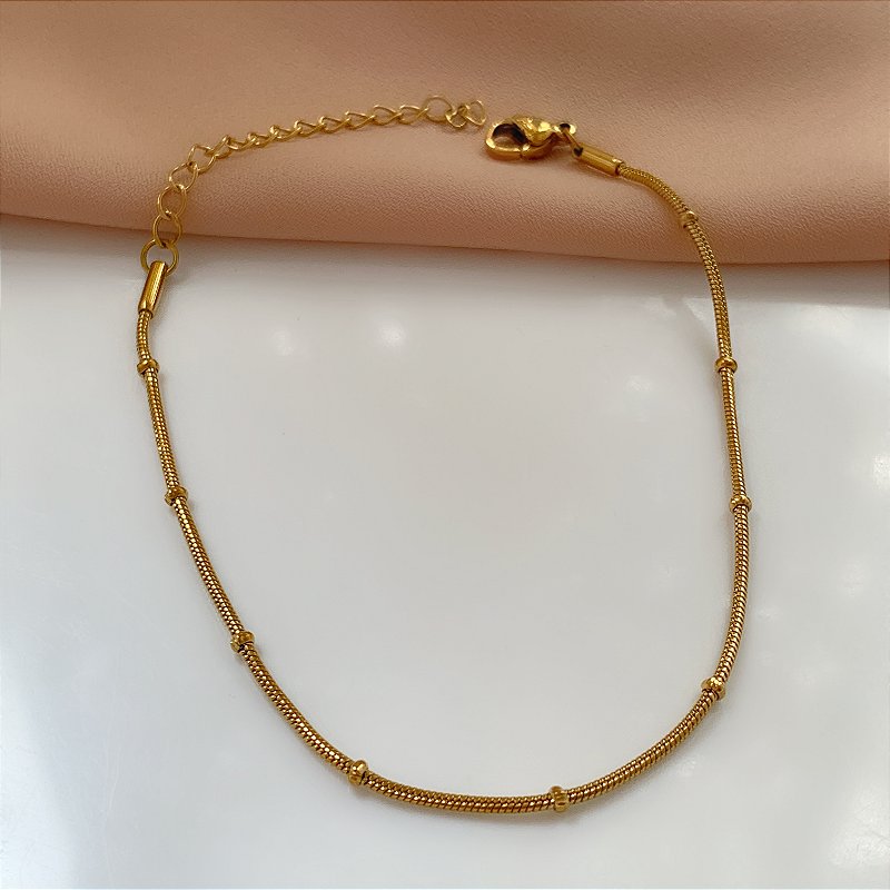 PULSEIRA FIO MINI BOLINHAS DOURADO AÇO 316L⭐️