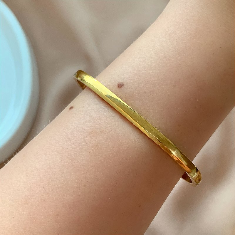 PULSEIRA / BRACELETE QUADRADA LISA FINA DOURADO AÇO 316L⭐️