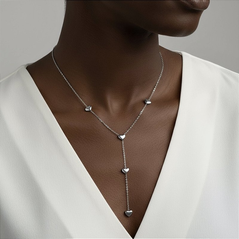 COLAR GRAVATINHA CORRENTE DELICADA CORAÇÕES AÇO 316L⭐️