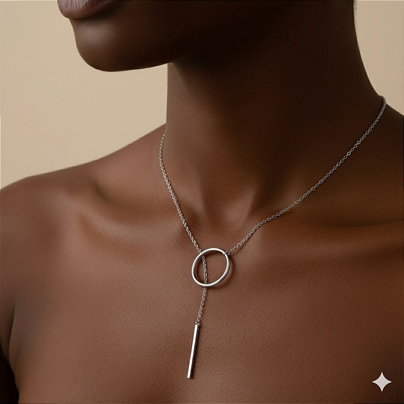 COLAR GRAVATINHA CORRENTE DELICADA CÍRCULO AÇO 316L⭐️
