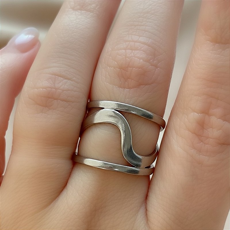 ANEL REGULÁVEL FIOS ONDA AÇO 316L PREMIUM⭐️