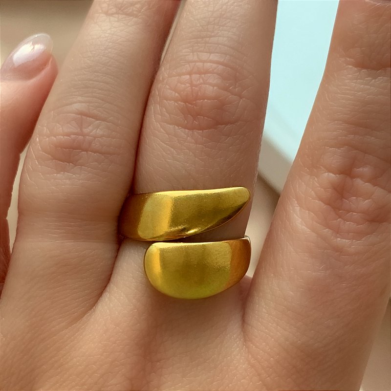 ANEL REGULÁVEL FIO GOTA DOURADO AÇO 316L PREMIUM⭐️