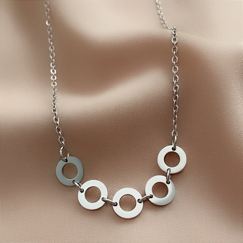 COLAR CÍRCULOS VAZADOS AÇO 316L⭐️