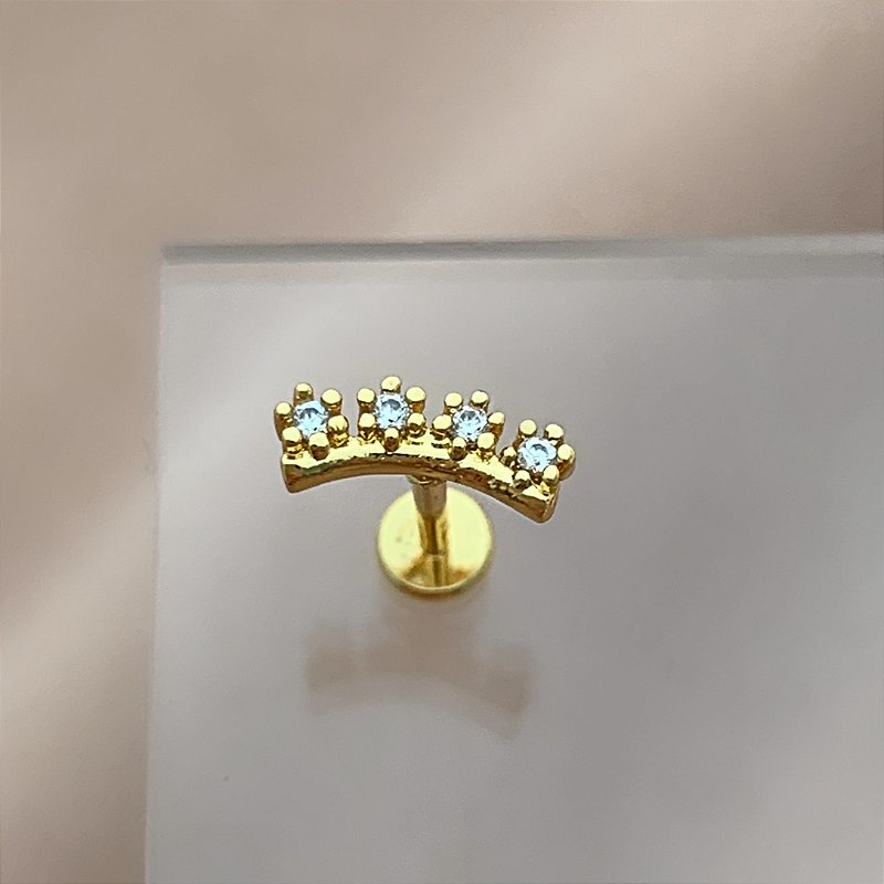 PIERCING CARTILAGEM DETALHES MICRO ZIRCÔNIA 6MM RETO AÇO 316L FOLHEADO A OURO 18K SEMIJOIA PARA ATUALIZAÇÃO⭐️