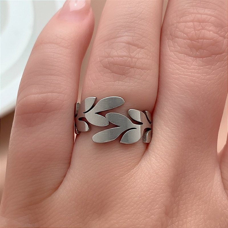 ANEL RAMINHOS LISOS AÇO 316L⭐️