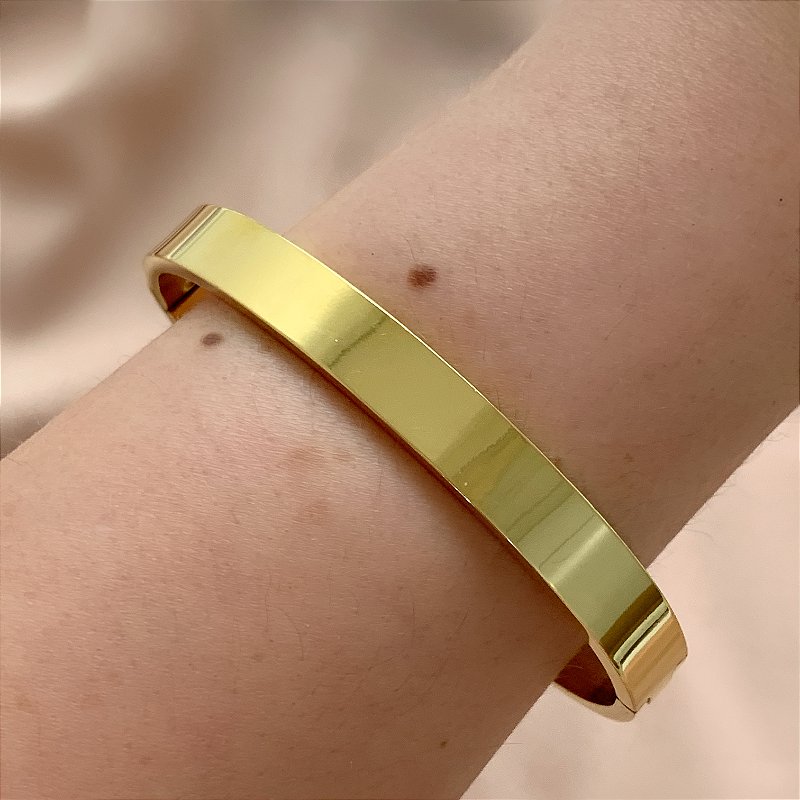 PULSEIRA / BRACELETE FIO RETO LISO DOURADO AÇO 316L⭐️