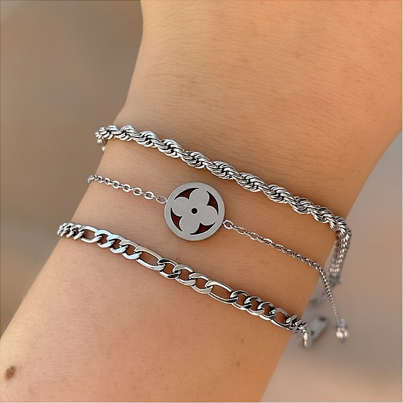 PULSEIRA KIT CORRENTES CLÁSSICAS TREVO LISO AÇO 316L⭐️