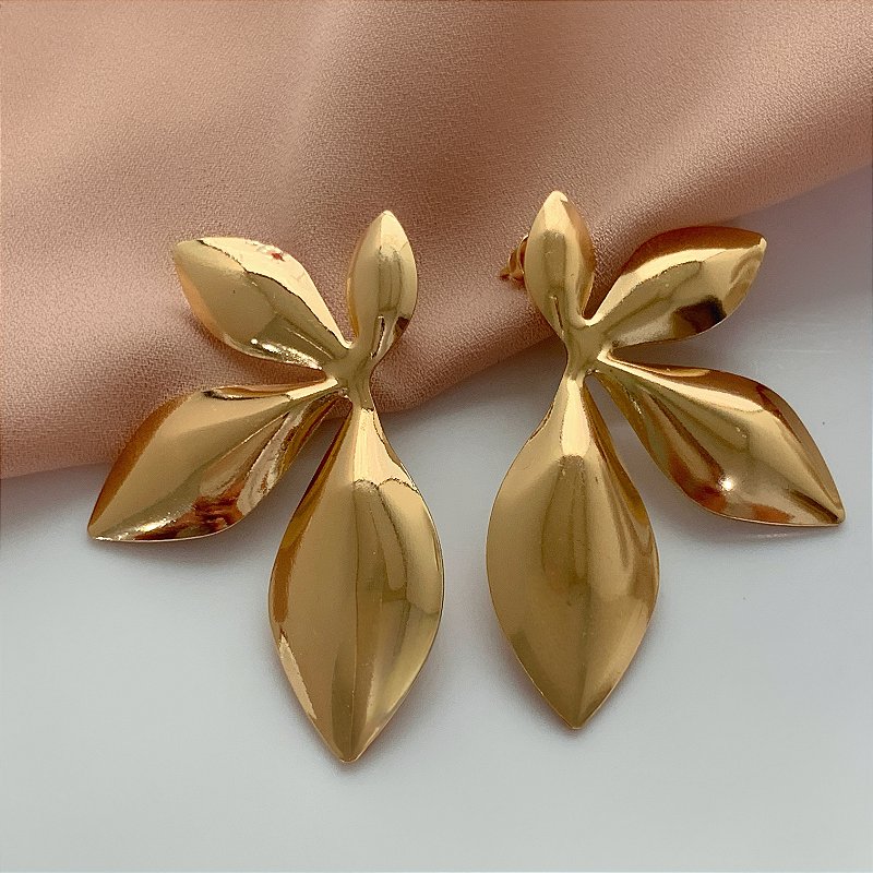 BRINCO MEIA FLOR HIBISCO BIJU