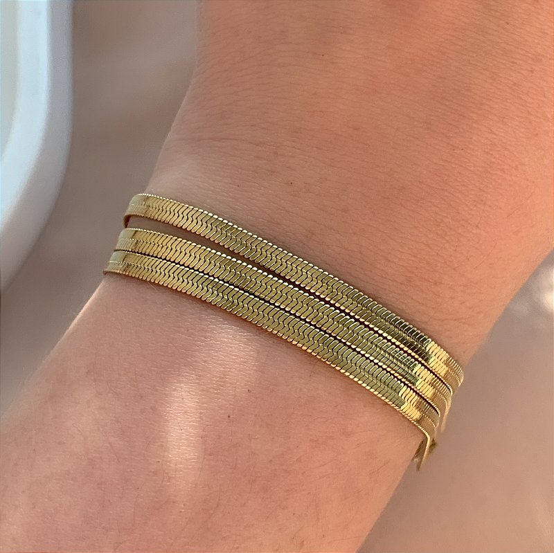 PULSEIRA TRIPLA FITA FINA DOURADO AÇO 316L⭐️