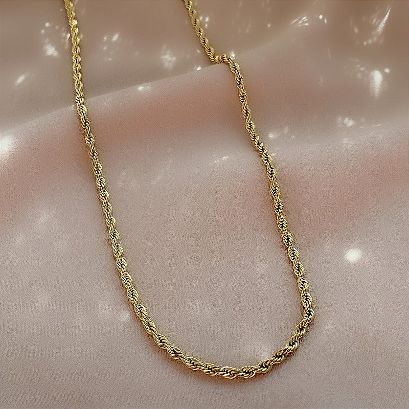 COLAR CORDÃO BAIANO DOURADO AÇO 316L⭐️