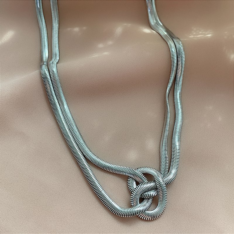 COLAR CORRENTE COBRA DUPLO NÓ AÇO 316L⭐️