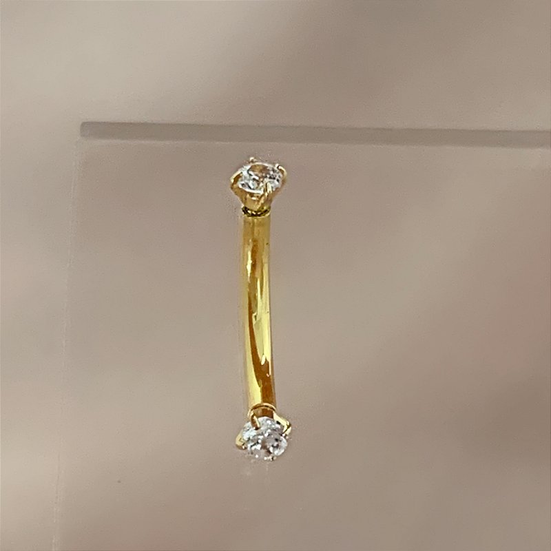 PIERCING BÁSICO/BANANA BELL ZIRCÔNIAS 8MM AÇO 316L FOLHEADO A OURO 18K SEMIJOIA PARA ATUALIZAÇÃO ⭐️