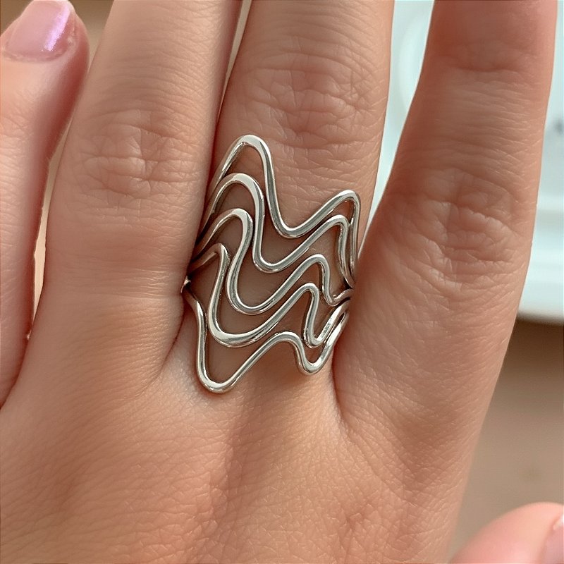 ANEL REGULÁVEL FIOS ONDULADOS AÇO 316L⭐️