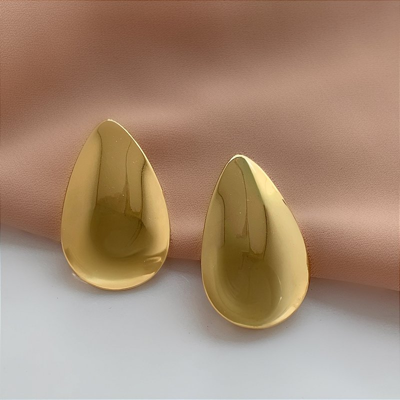 BRINCO GOTA LISA FECHO GANCHO DOURADO AÇO 316L⭐️