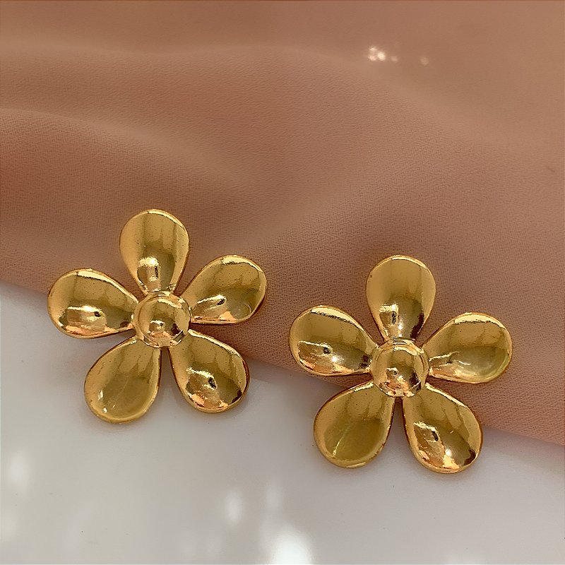 BRINCO FLOR LISA DELICADA CLÁSSICA DOURADO AÇO 316L⭐️