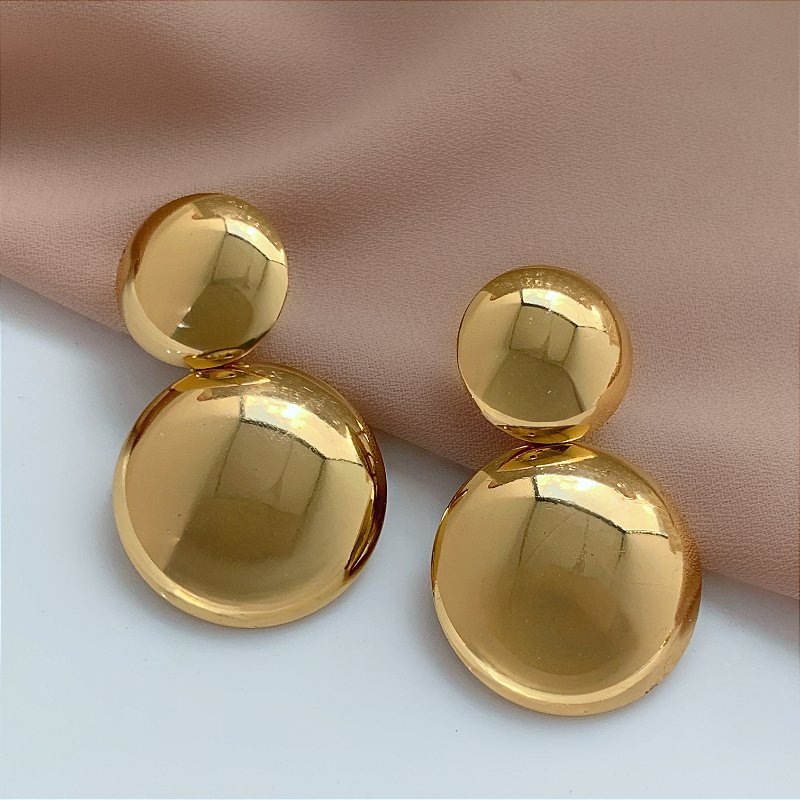 BRINCO BOLINHAS LISAS DOURADO AÇO 316L⭐️