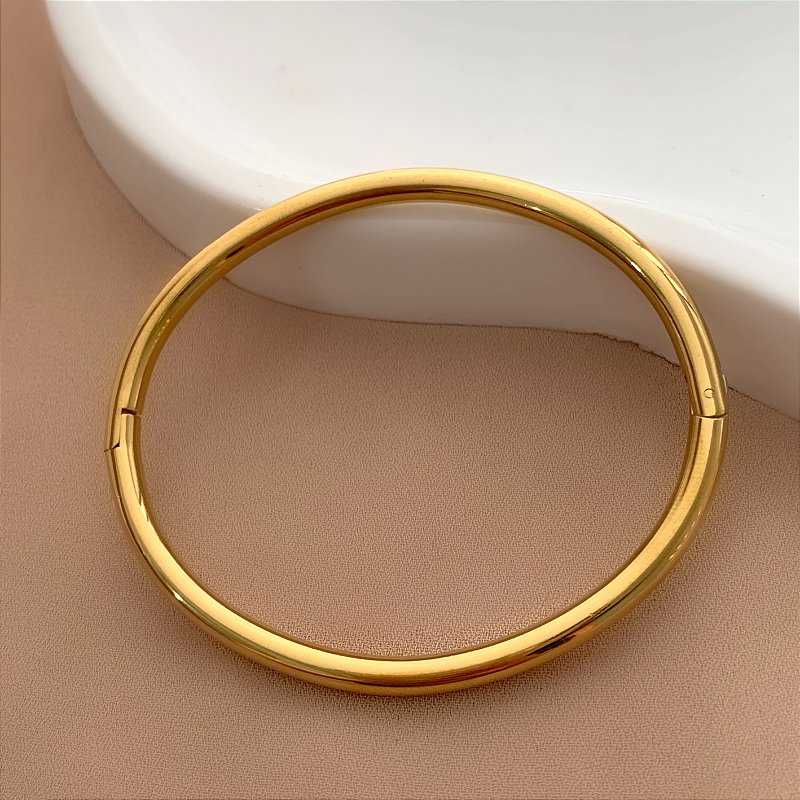 PULSEIRA / BRACELETE FIO LISO BOLEADO DOURADO AÇO 316L⭐️