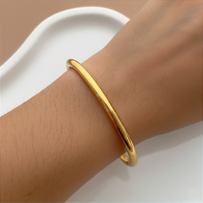 PULSEIRA / BRACELETE FIO LISO BOLEADO DOURADO AÇO 316L⭐️