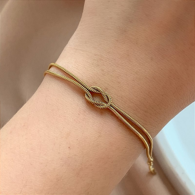 PULSEIRA RABO DE RATO DUPLO NÓ DOURADO AÇO 316L⭐️