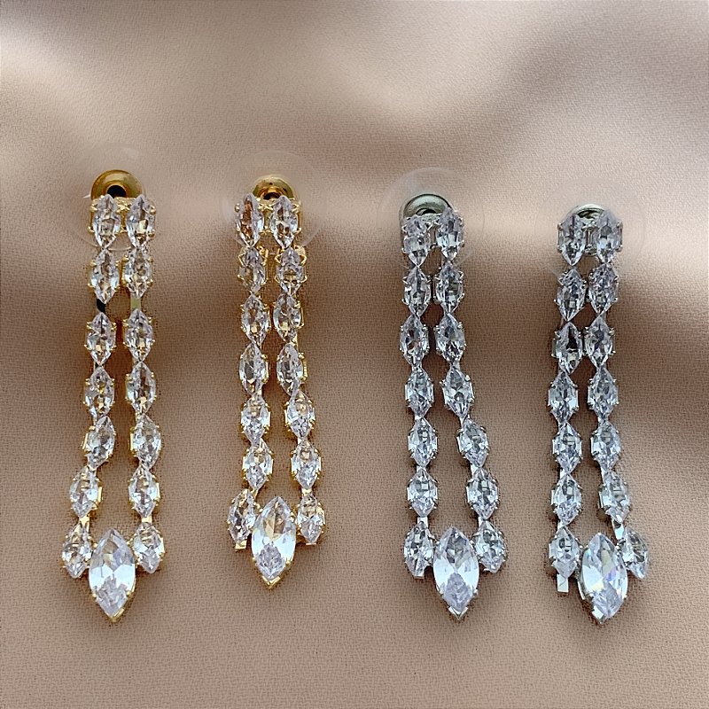 BRINCO LONGO GOTA ZIRCÔNIAS BIJU