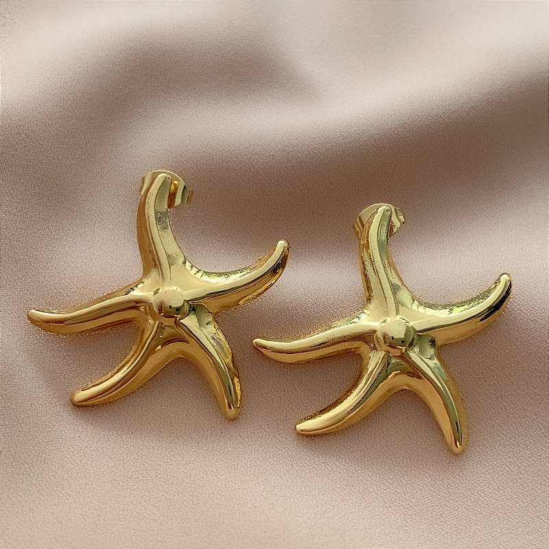 BRINCO ESTRELA DO MAR LISA CURVA DOURADO AÇO 316L⭐️