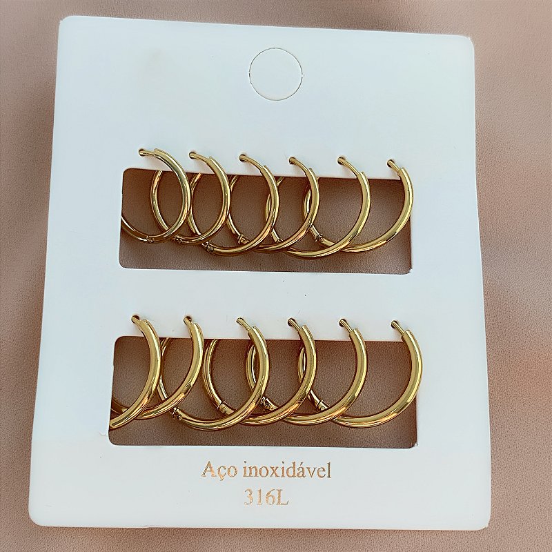 BRINCO KIT ARGOLINHAS FINAS DIVERSAS DOURADO AÇO 316L⭐️