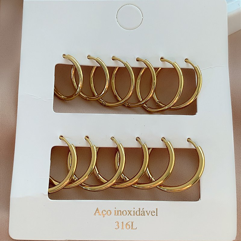 BRINCO KIT ARGOLINHAS FINAS DIVERSAS DOURADO AÇO 316L⭐️