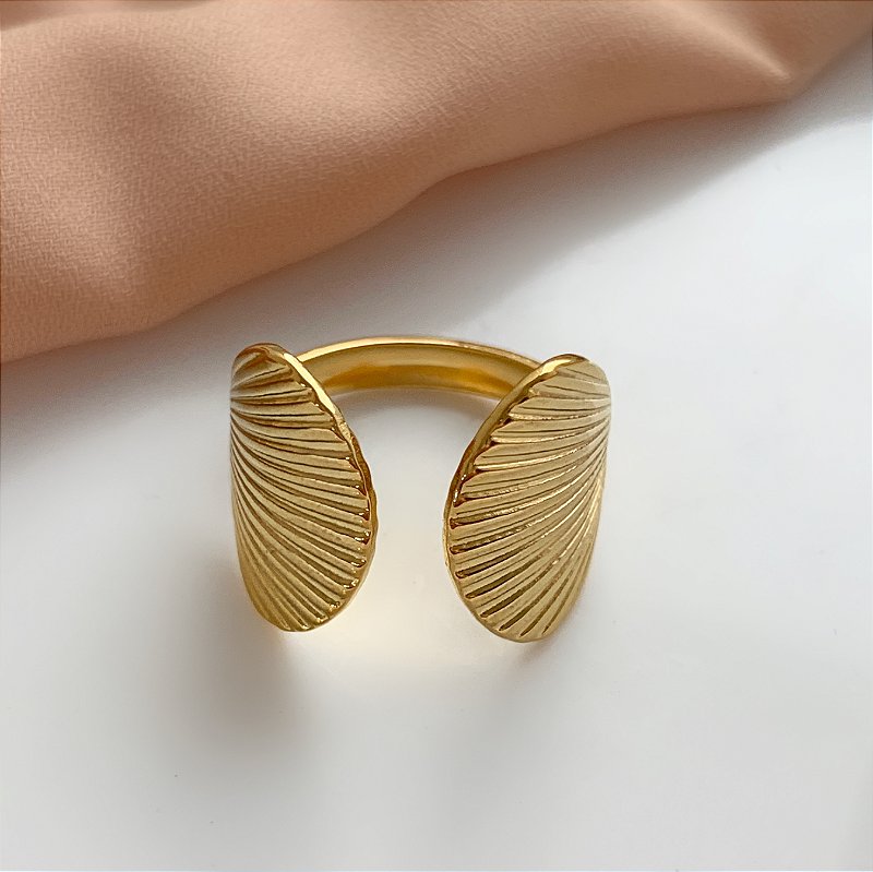 ANEL REGULÁVEL CONCHA DUPLA DOURADO AÇO 316L⭐️