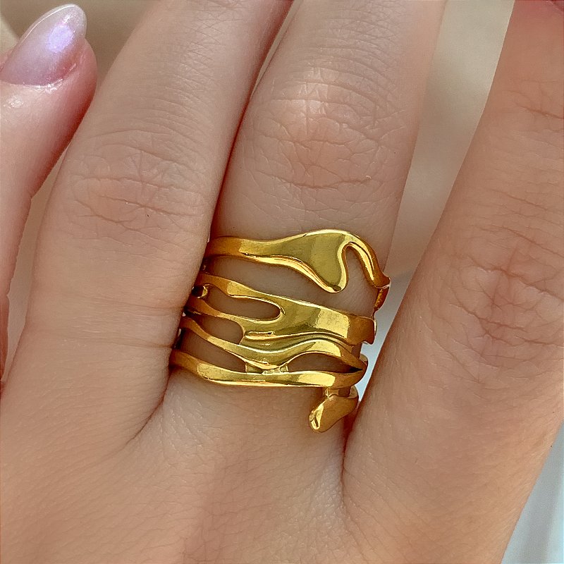 ANEL REGULÁVEL ALGA MARINHA DOURADO AÇO 316L⭐️