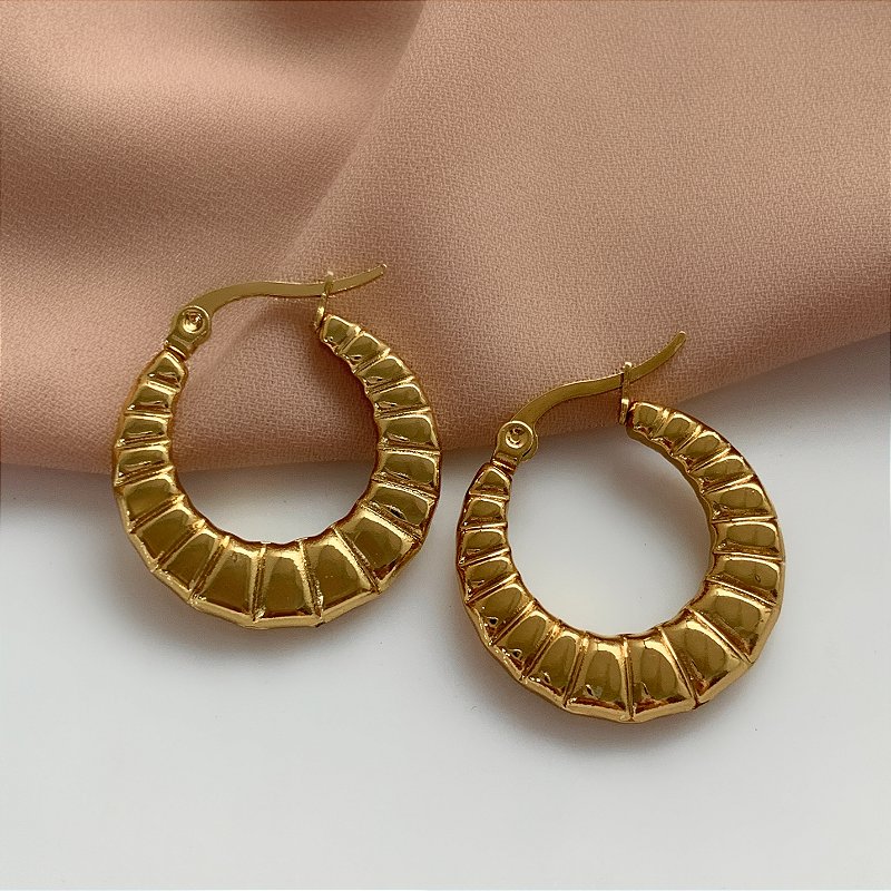 BRINCO ARGOLA GOMINHOS FECHO ITALIANO DOURADO AÇO 316L⭐️