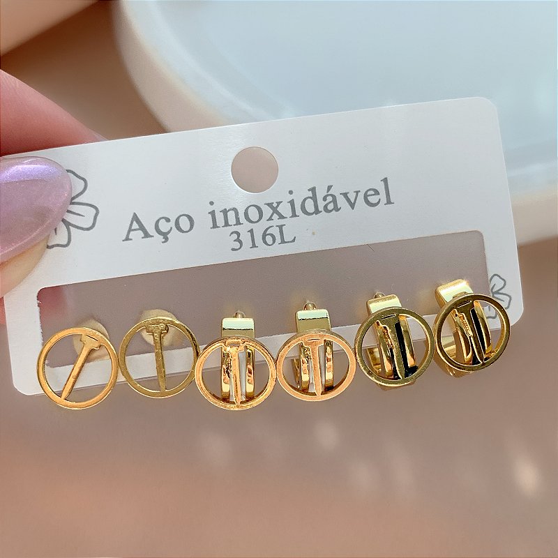 BRINCO KIT ARGOLAS ESMALTADO PRETO E BRANCO INSPIRAÇÃO AÇO 316L⭐️