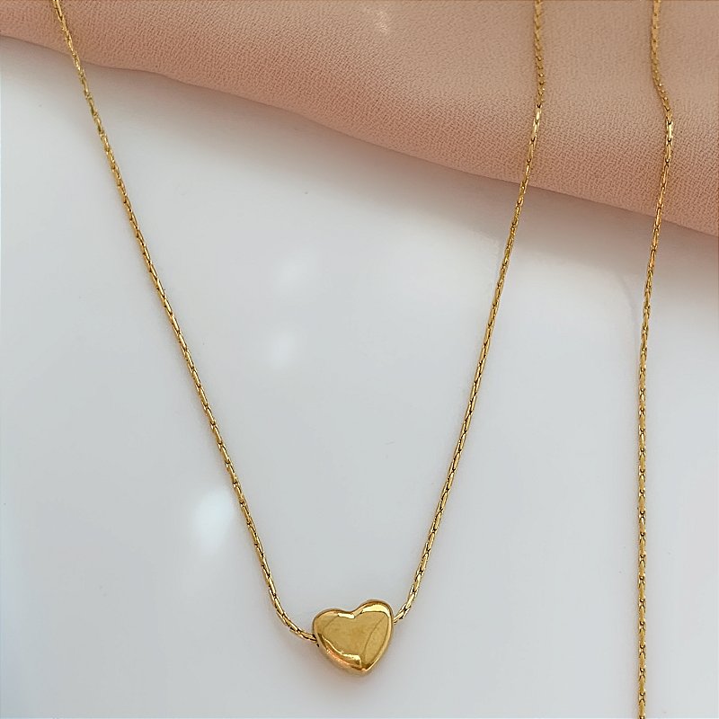 COLAR MINI CORAÇÃO DELICADO DOURADO AÇO 316L⭐️