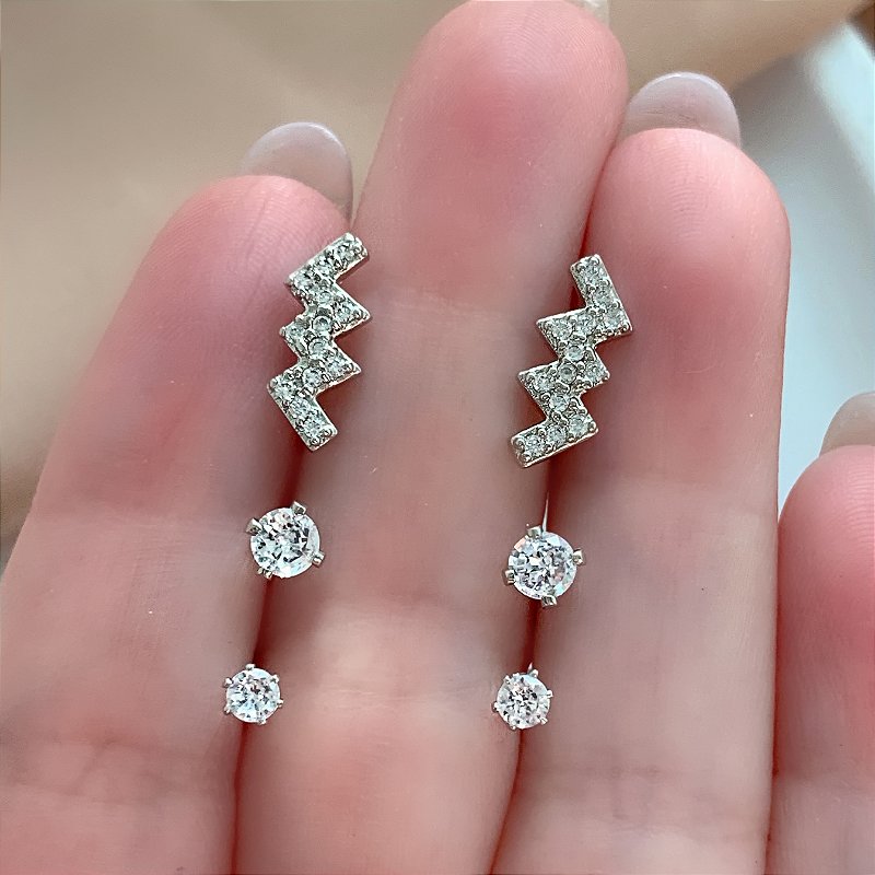 BRINCO KIT ZIG ZAG E PONTOS DE LUZ HIPOALERGÊNICO FOLHEADO A RÓDIO⭐️
