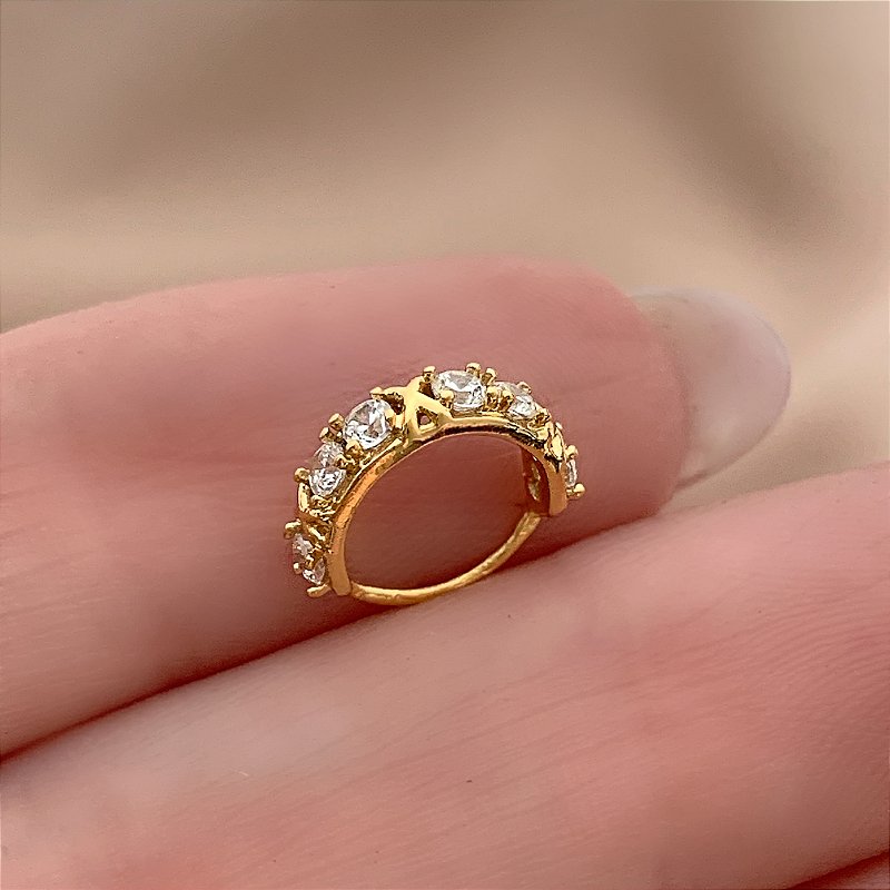 PIERCING CARTILAGEM ARGOLINHA CRAVEJADA ZIRCÔNIAS 7MM AÇO 316L FOLHEADO A OURO 18K SEMIJOIA PARA ATUALIZAÇÃO⭐️