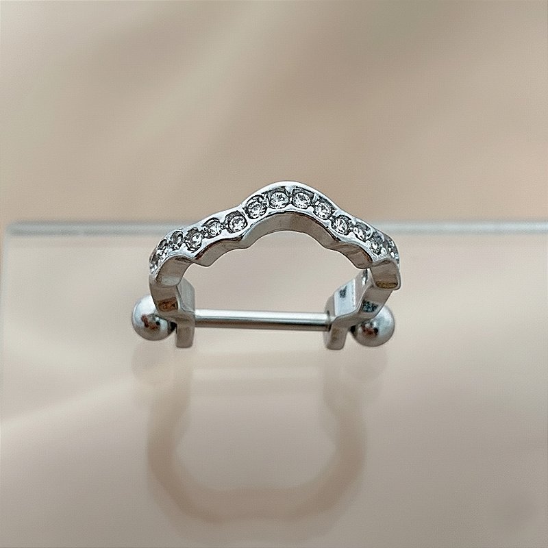 PIERCING CONCH FIO ONDULADO CRAVEJADO COM ZIRCÔNIAS 12MM HASTE AÇO 316L FOLHEADO A RÓDIO SEMIJOIA PARA ATUALIZAÇÃO⭐️